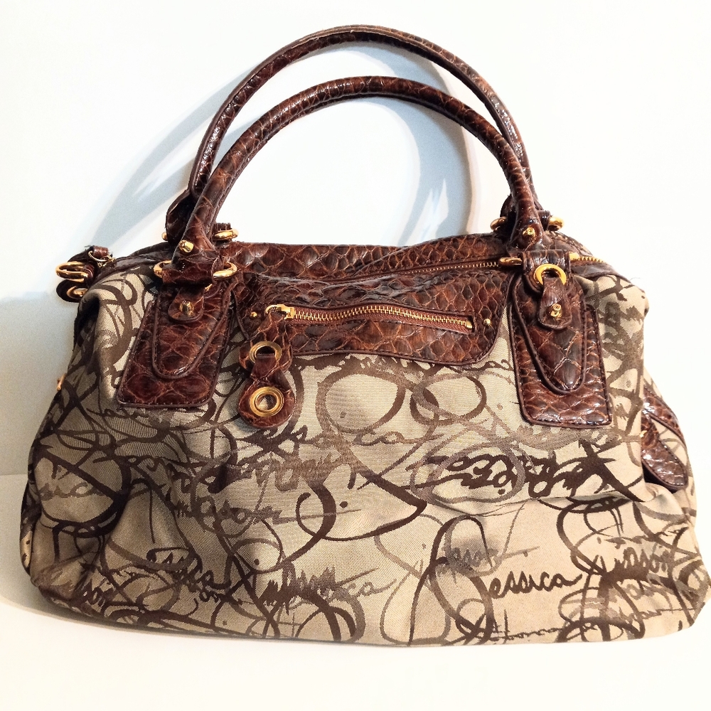 Jessica Simpson Brown Swirl Pattern Handbag